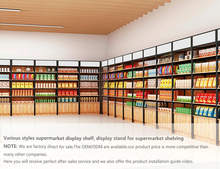 China Factory Wholesale Good Quality Wood Grain Shelves Grocery Store Display Racks
