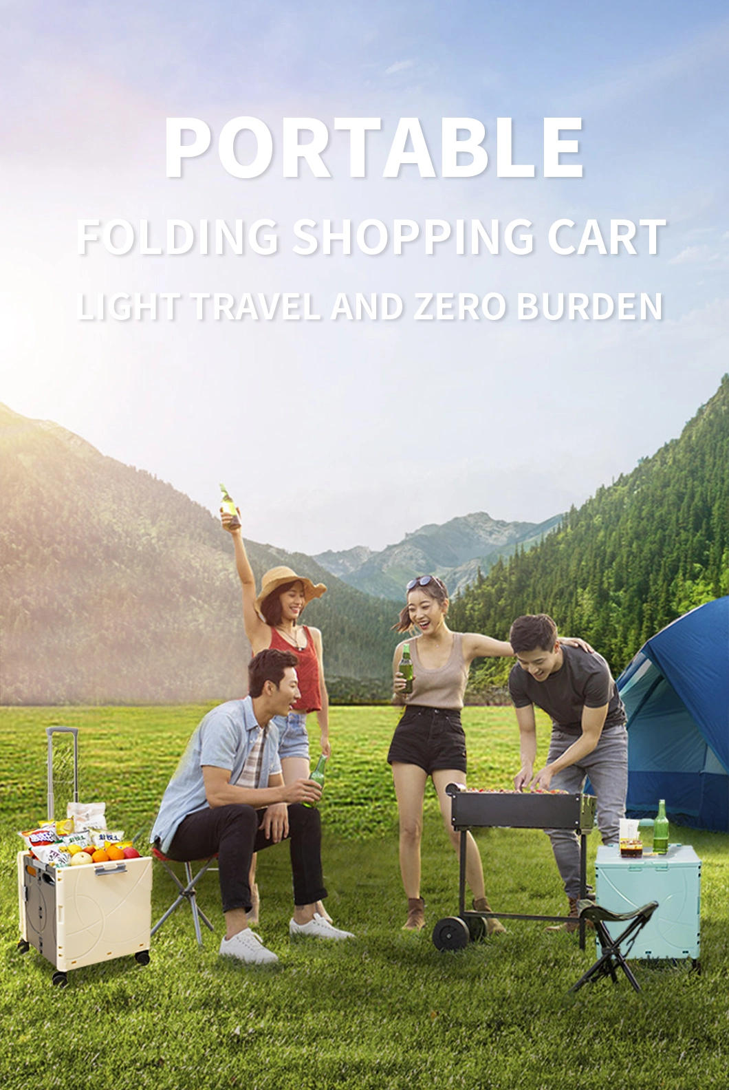 Bubule Portable Folding/Foldable Rolling Carry Shopping Hand Cart Trolley Cart (SP01)
