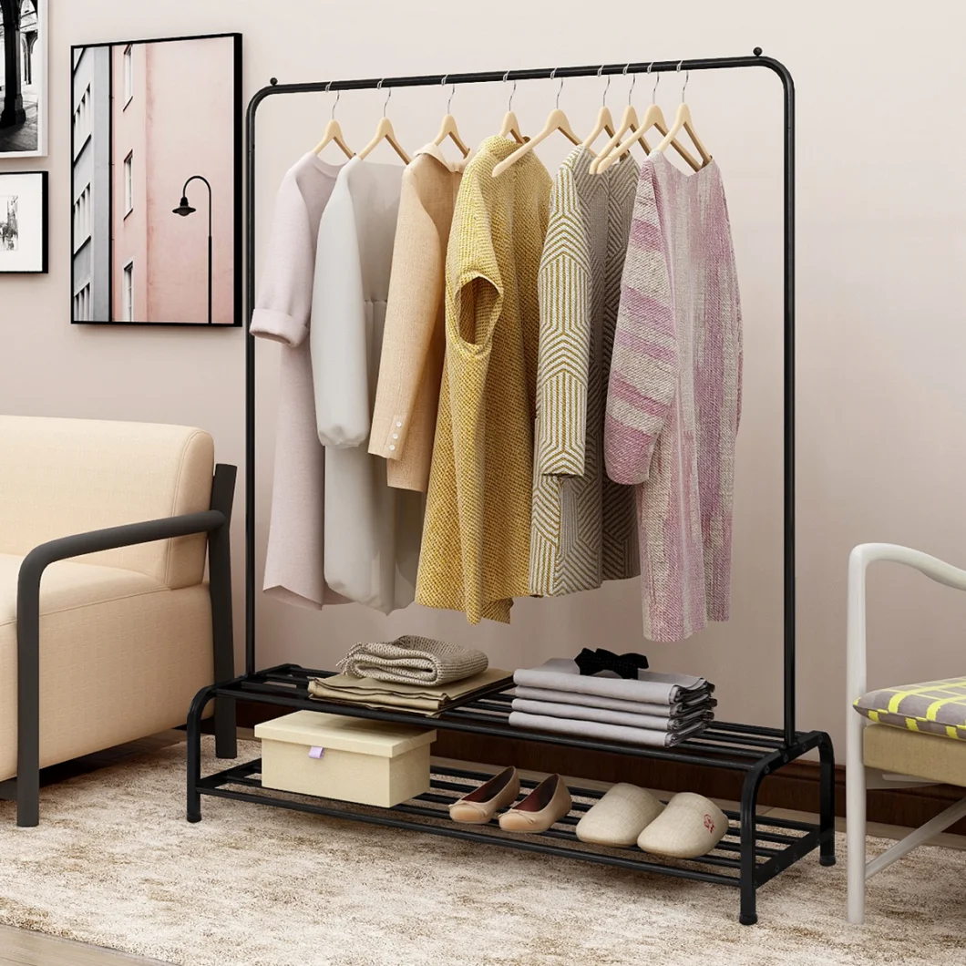 Double Shelf Portable Clothing Hanging Garment Rack