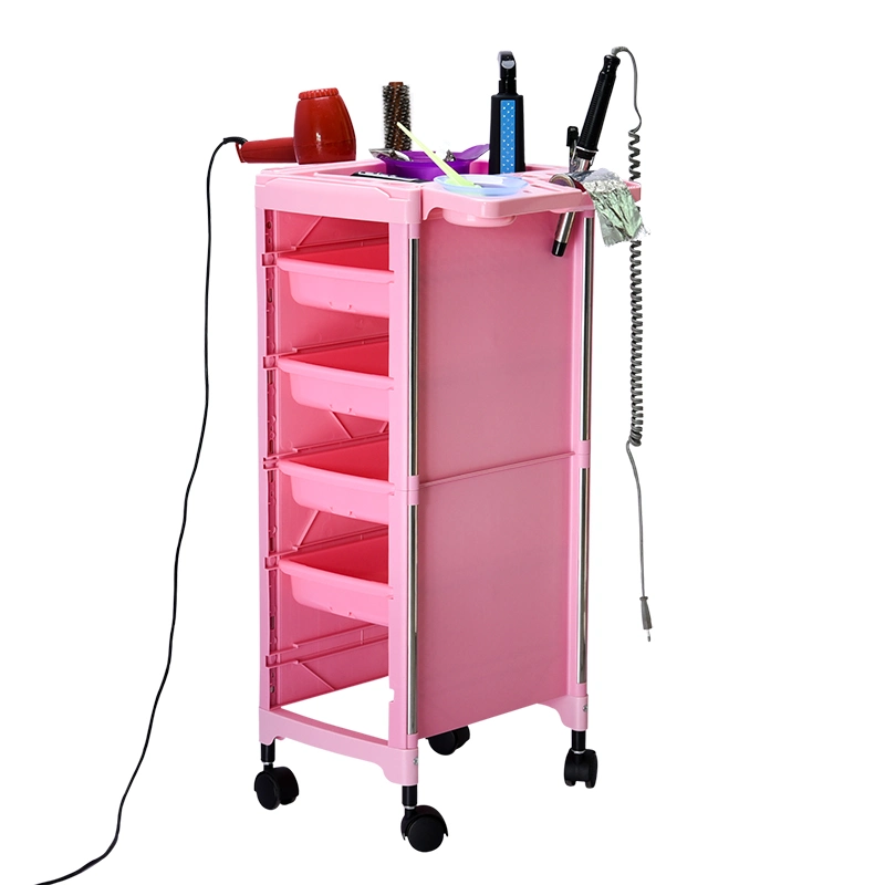 Black Salon SPA Beauty Rolling Trolley Cart Storage Organizer Hair Salon Utility Cart with Hair Dryer Holder, 4 Wheels