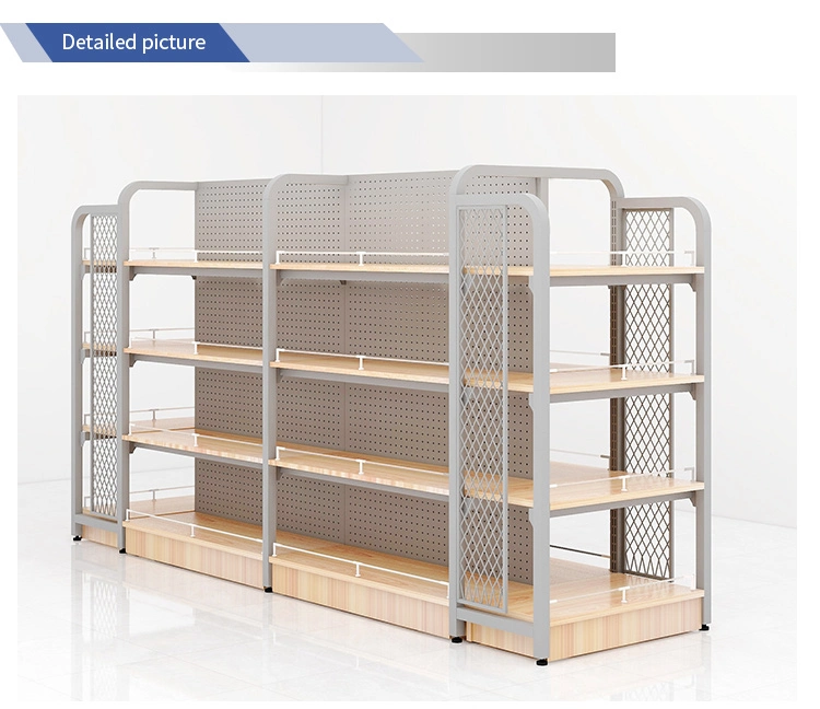 Dragonshelf Wood Steel Frame Muti-Functional Fruit Vegetable Store Display Steel Shelf