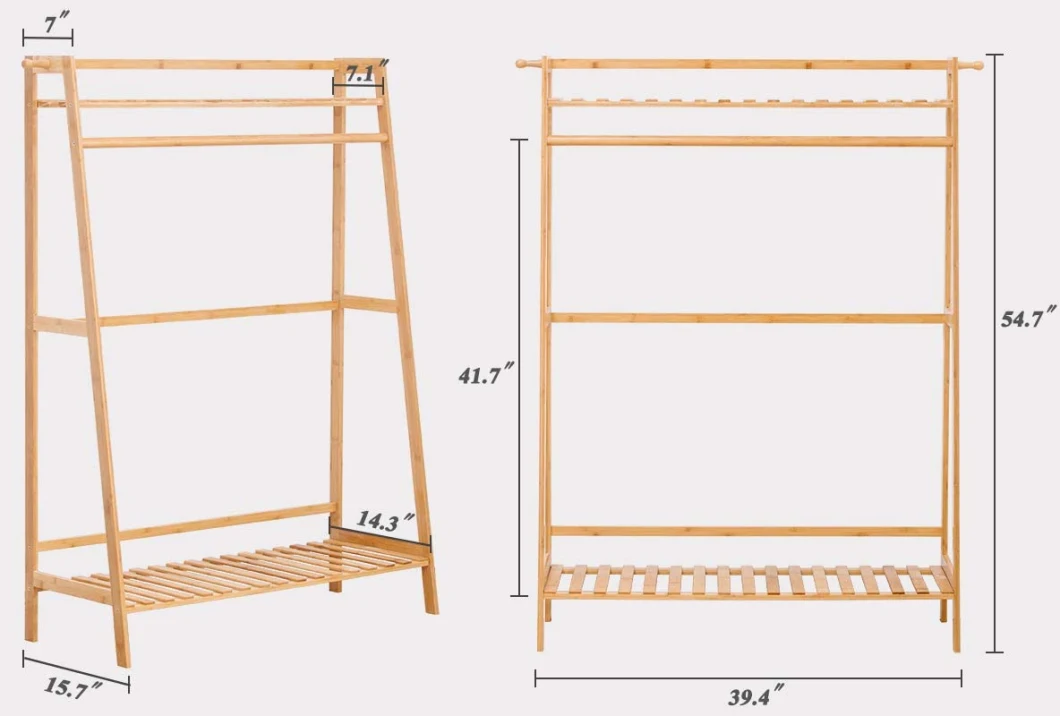 Hot Sale Bedroom Wood Clothes Rack Shelf Garment Hanging Multiifunctional Bamboo Entry Simple Coat Rack