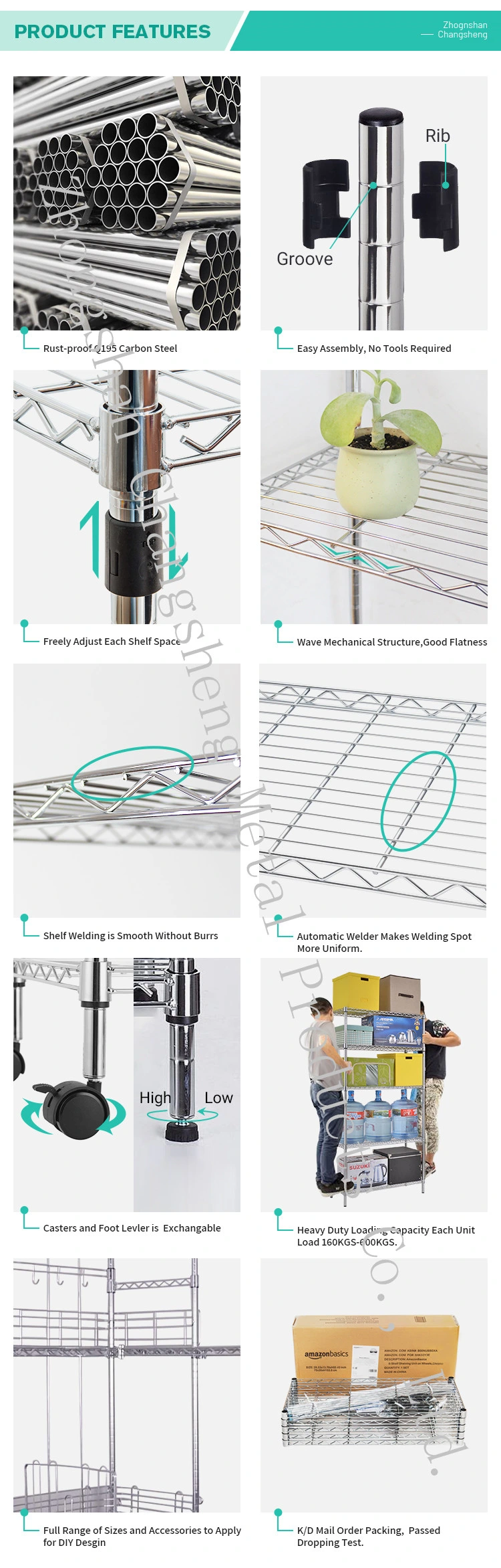 Freestanding Mini 2 Tiers Utensil Storage Spice Shelf DIY Chrome Metal Wire Kitchen Rack with Hooks