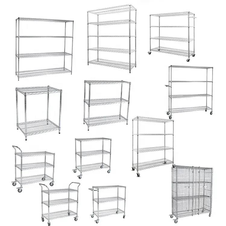 Warehouse Storage Wire Mesh Shelf Chrome Plating Household Display Rack