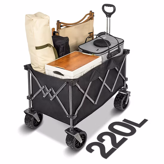 Portable Folding Beach Wagon Trolley Cart Foldable Utility Camping Steel Garden Stroller Hand Cart Trolleys for Outdoor