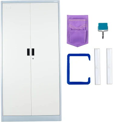 Steel Closet Storage Unit for Home, Office & School - 2 Door Metal Organizer with Electro Powder Coating, 4 Shelves