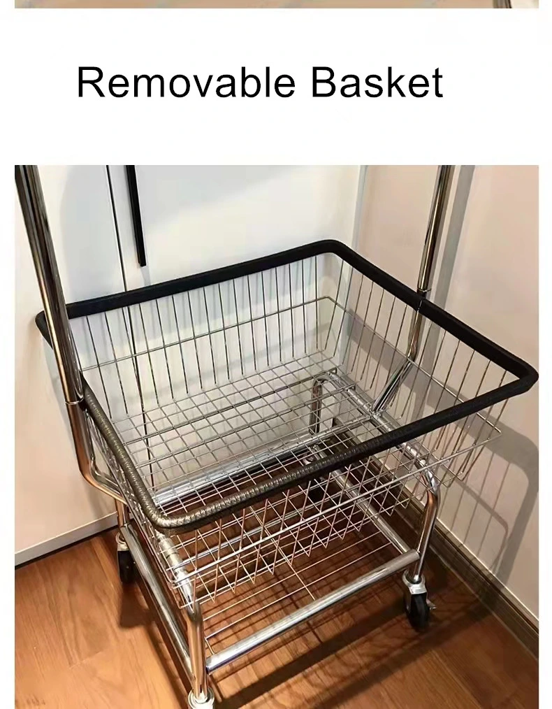 Steel Chromed Rolling Front Load Wire Laundry Cart on Wheels