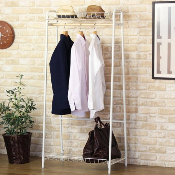 Coat Rack Hall Tree Entry Clothing Garment Rack with Storage Shelves