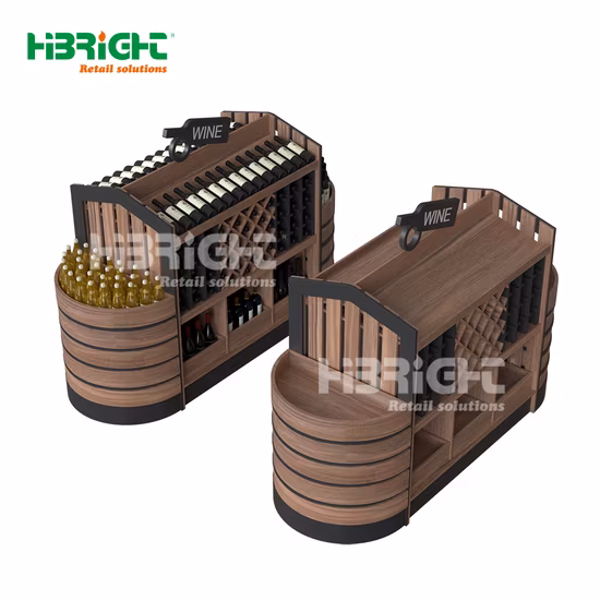 Customized Supermarket Shelf Wooden Display Wine Rack