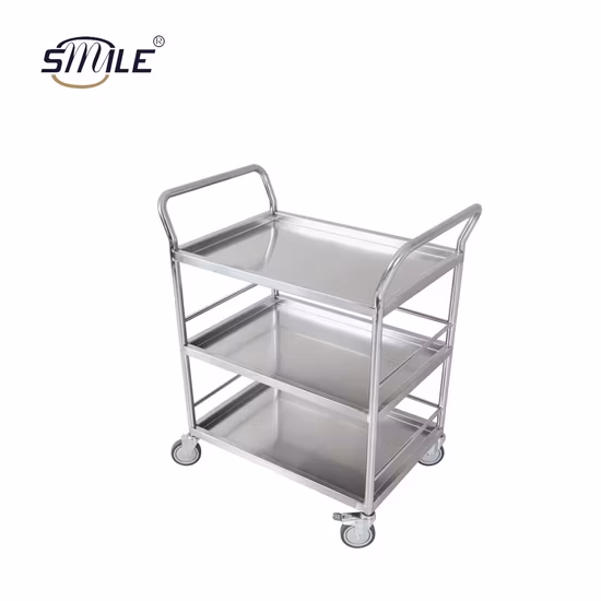 Smile 3-Tier Kitchen Stainless Steel Utility Removable Dining Service Cart Servicing Cart Catering Serving Trolley