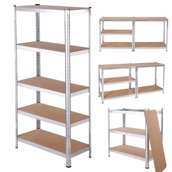 Galvanized Storage Shelves Steel MDF Boltless 5 Shelf Unit for Warehous